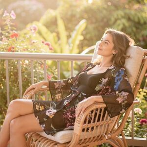Live 4 Truth Black Floral Sheer Robe